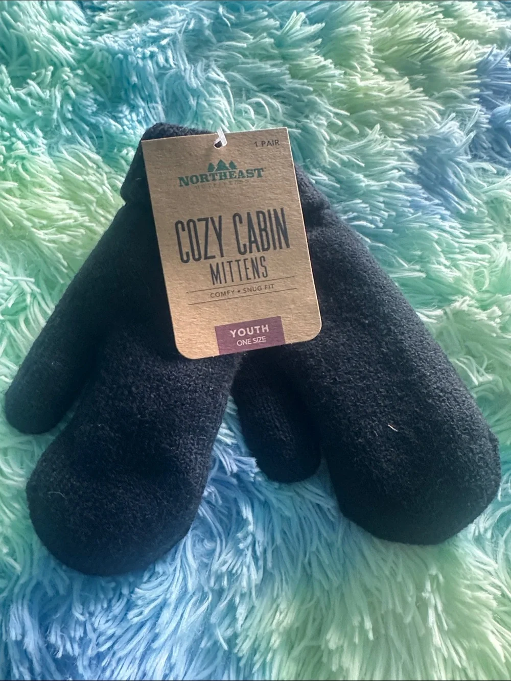 Northeast Cozy Cabin Youth Mittens - Black